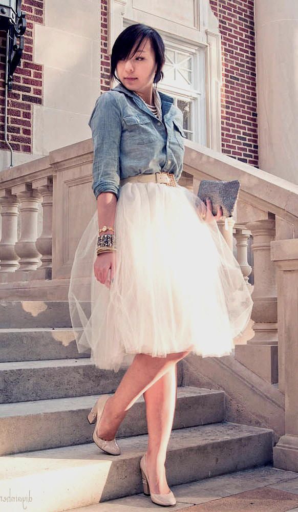 denim shirts with Tulle Skirt